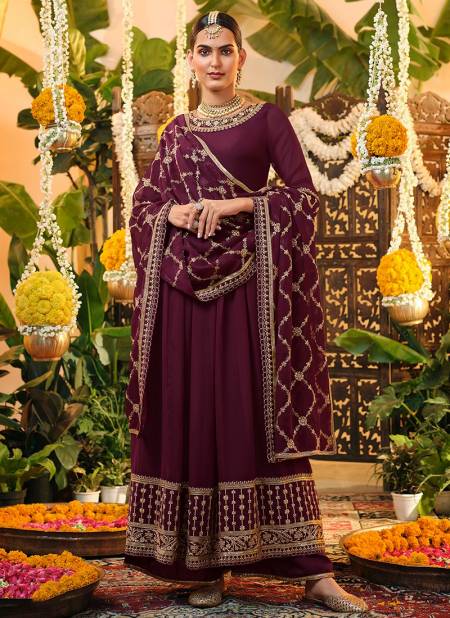 Wine Colour Zeynep New Designer Heavy Wedding Wear Latest Salwar Suit Collection 11058